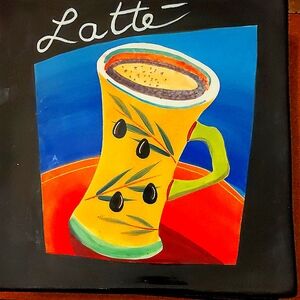 Vibrant Hand Painted NAYLOR Ceramic Art Plates . The Complete Set Of 4 Coffees